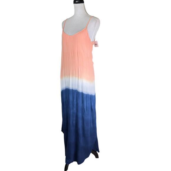 Fraiche by J NWT Peach & Navy Ombre Strappy Flowing Vacation Maxi Dress Cruise - Picture 2 of 10